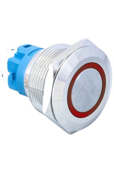 ROBOFUN Metal Push Button Switch with Flat Head 22MM 3-6V Waterproof Self-resettable with Red LED