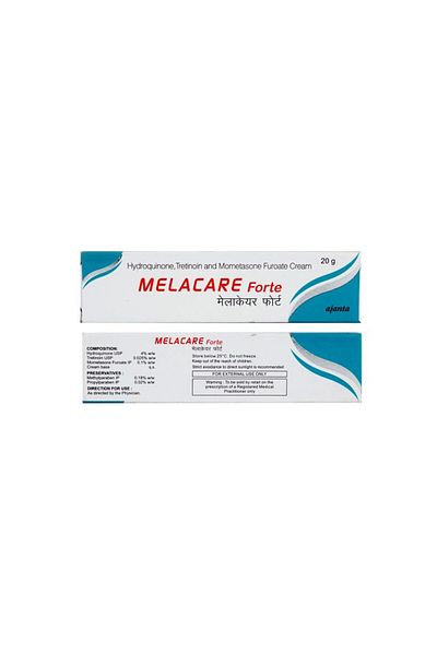 ajanta Melacare Forte Melasma Cream with Hydroquinone 4%, Mometazone & Tretinoin, 25g