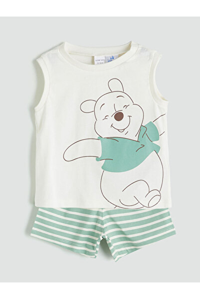 LC Waikiki Lcw Baby Ecru Winnie the Pooh Printed Baby Boy Undershirt and Shor...
