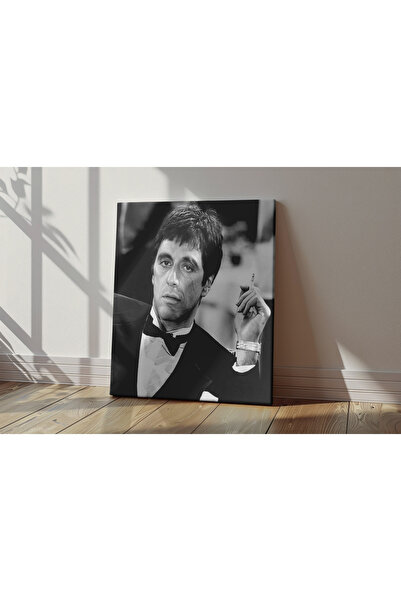 Kanvaspera Scarface Tony Montana - Kanvas Tablo | Siyah Beyaz Film Kare | Ret...