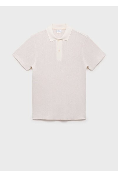 MANGO Man Ajur örgü pamuklu polo gömlek