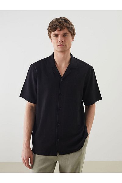 LC Waikiki Regular Fit Short Sleeve Linen Look Men's Shirt