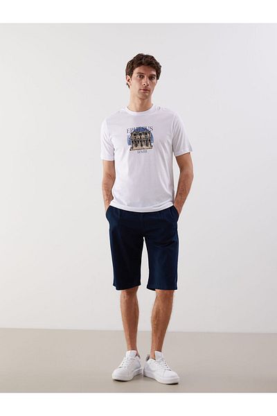 LC Waikiki White Comfortable Fit Gabardine Men's Bermuda Shorts