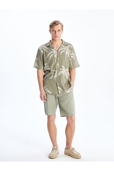 LC Waikiki Brown Standard Fit Linen Blend Men's Shorts