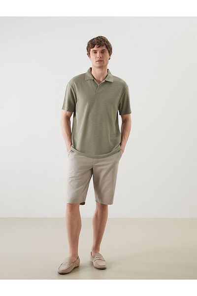 LC Waikiki Νέα σεζόν Polo Collar Kisa Sleeve Ανδρικό Tisort με υφή - S5CC26Z8