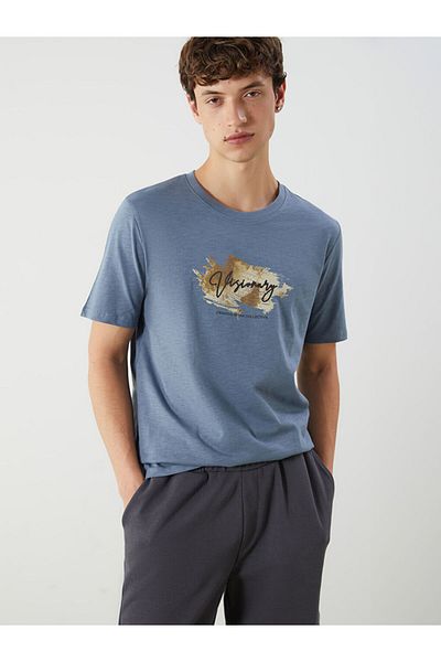 LC Waikiki Tricou pentru bărbați din bumbac pieptănat imprimat cu gât crew sezon nou - S5IL90Z8