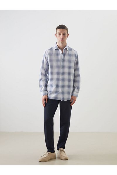 LC Waikiki Regular Fit Long Sleeve Plaid Poplin Men's Shirt