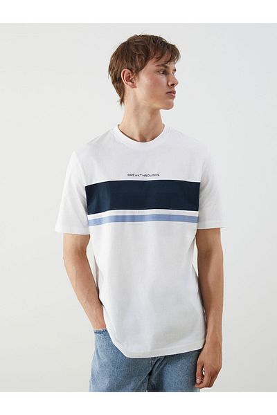 LC Waikiki Ανδρικό μπλουζάκι από βαμβάκι με στάμπα με λαιμόκοψη