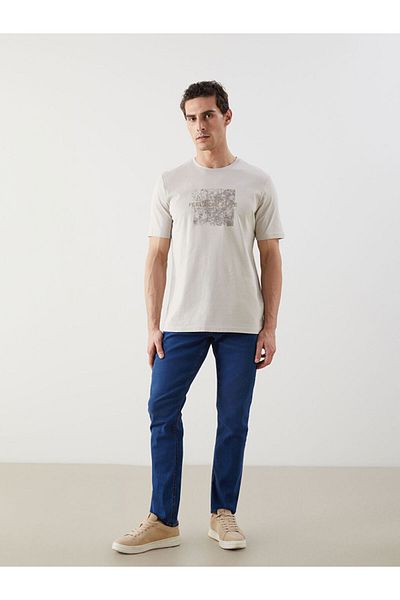 LC Waikiki New Season Crew Neck εμπριμέ χτενισμένο βαμβακερό ανδρικό Tisort - S5FA24Z8