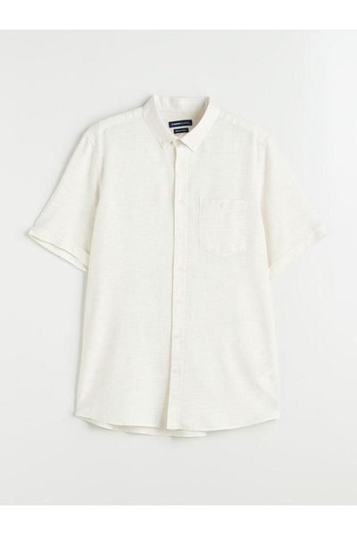LC Waikiki Regular Fit Short Sleeve Linen Blended Men's Shirt