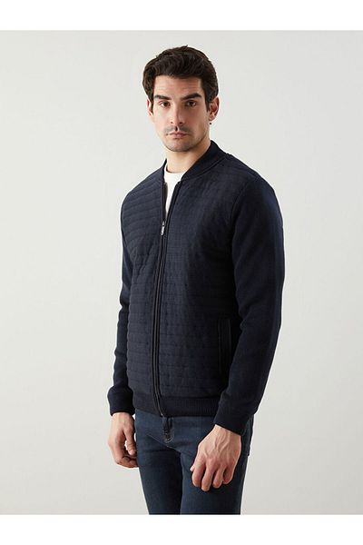 LC Waikiki Standard Mold College Collar Men's Knitwear Cardigan