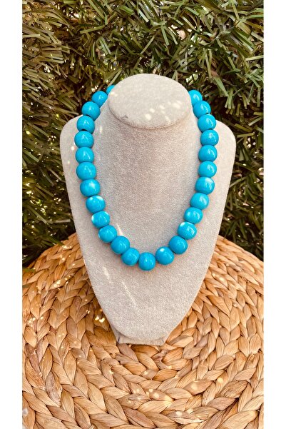 wanwa aksesuar Blue Big Glass Bead Necklace