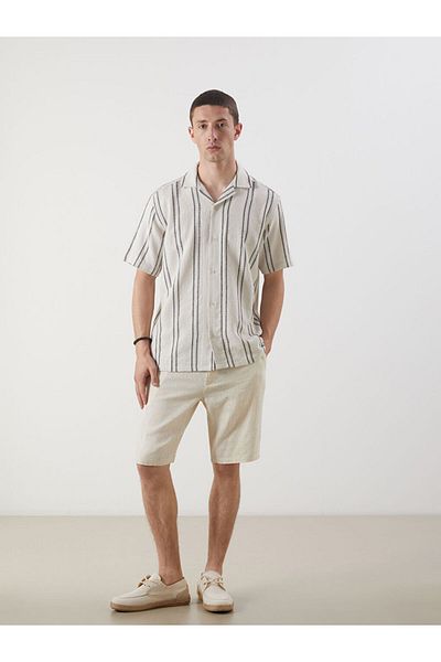 LC Waikiki Regular Fit Short Sleeve Striped Dobby Men's Shirt