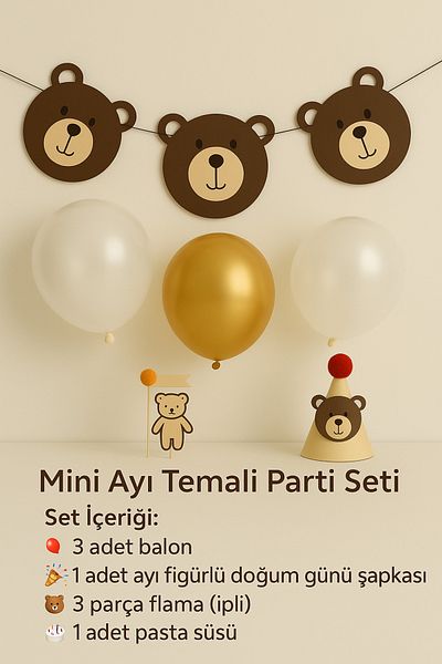 aloha concept Σετ πάρτι με θέμα Mini Bear - 8 τεμάχια στολίδια γενεθλίων