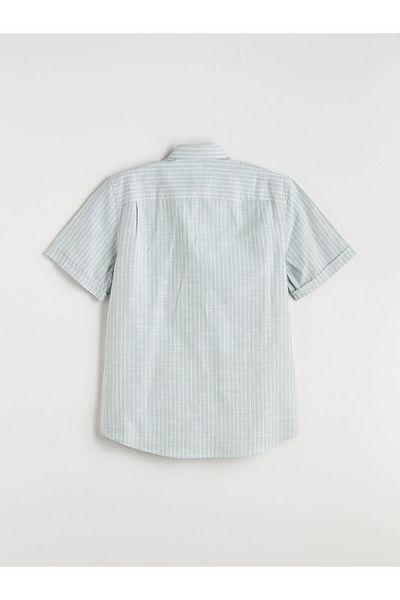 LC Waikiki Regular Fit Short Sleeve Striped Linen Blended Men's Shirt