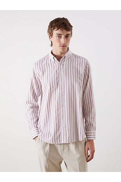 LC Waikiki Regular Fit Long Sleeve Striped Poplin Men's Shirt
