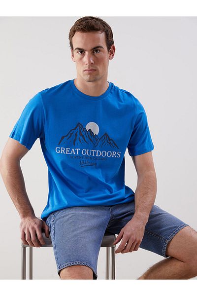 LC Waikiki Tricou pentru bărbați din bumbac pieptănat imprimat cu mânecă scurtă, sezon nou - S5HP85Z8