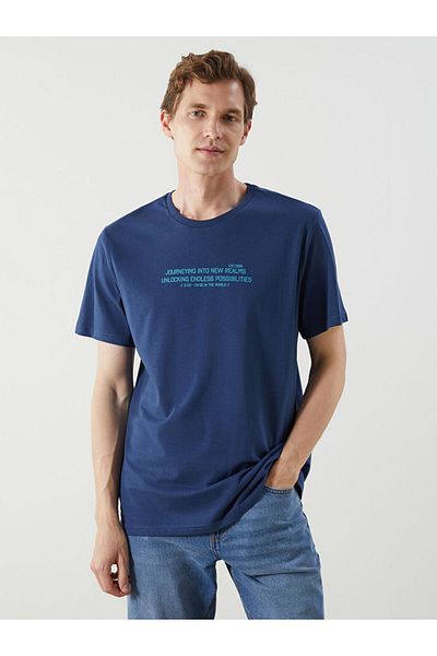 LC Waikiki New Season Crew Neck εμπριμέ χτενισμένο βαμβακερό ανδρικό Tisort - S5KK48Z8
