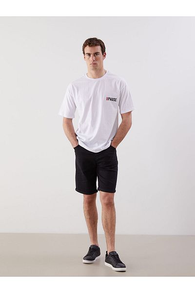 LC Waikiki Νέα σεζόν Crew Neck κοντομάνικο εμπριμέ χτενισμένο βαμβακερό ανδρικό μπλουζάκι - S5JI72Z8