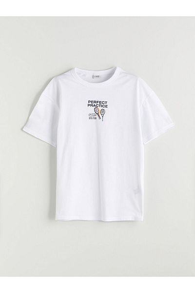 LC Waikiki White Crew Neck Boy's T-Shirt