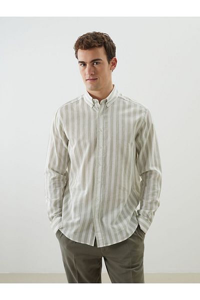 LC Waikiki Regular Fit Long Sleeve Striped Poplin Men's Shirt