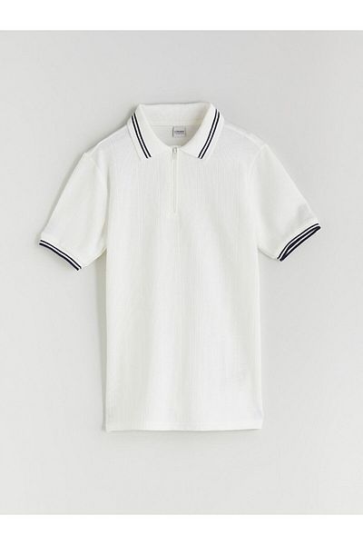 LC Waikiki Ecru Polo Neck Boy's T-Shirt