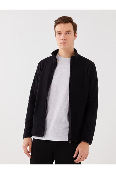 LC Waikiki Stand Collar Long Sleeve Fleece Men's Sports Cardigan
