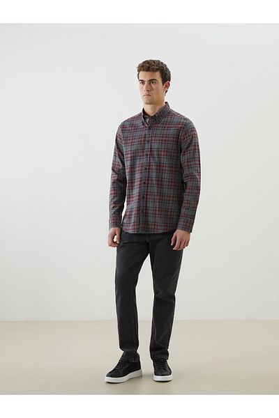 LC Waikiki Regular Fit Long Sleeve Plaid Dobby Men's Shirt
