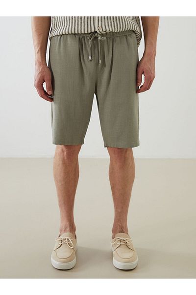 LC Waikiki Green Standard Fit Linen Blend Men's Shorts