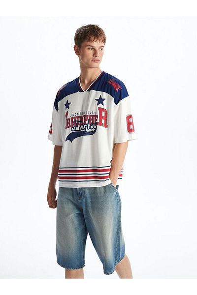 LC Waikiki V-Neck Short Sleeve Printed Men's T-Shirt