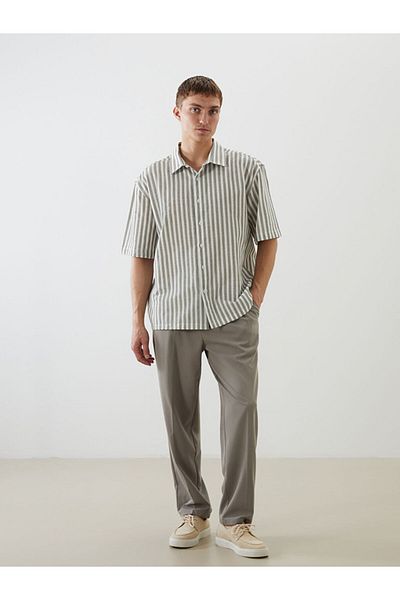 LC Waikiki Regular Fit Short Sleeve Striped Dobby Men's Shirt