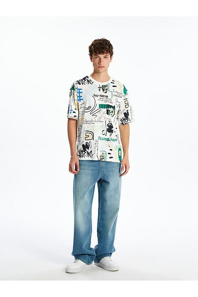 LC Waikiki New Season Crew Neck Printed Combed Cotton Men's T-Shirt - S5Qb51Z8