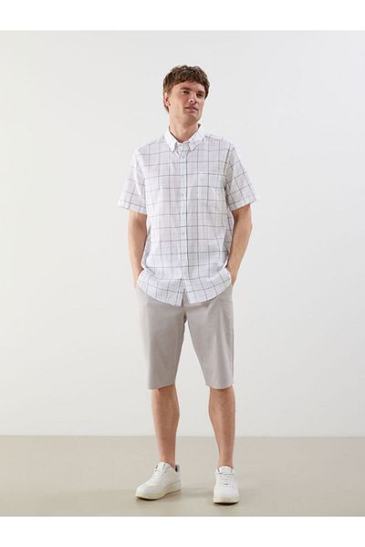 LC Waikiki Regular Fit Short Sleeve Plaid Dobby Men's Shirt
