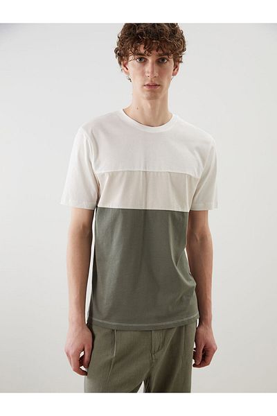 LC Waikiki Crew Neck Color Blocked Combed Cotton Men's T-Shirt