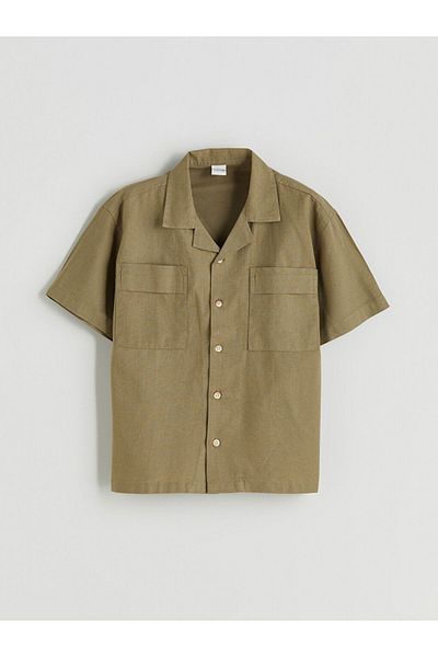 LC Waikiki Khaki Linen Blend Boy's Shirt
