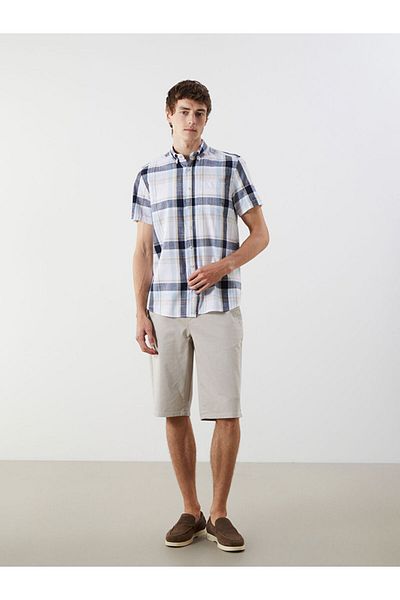 LC Waikiki Regular Fit Short Sleeve Plaid Poplin Men's Shirt