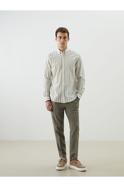 LC Waikiki Regular Fit Long Sleeve Striped Poplin Men's Shirt