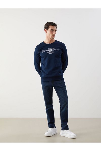 LC Waikiki Crew Neck Printed Men's Thick Sweatshirt