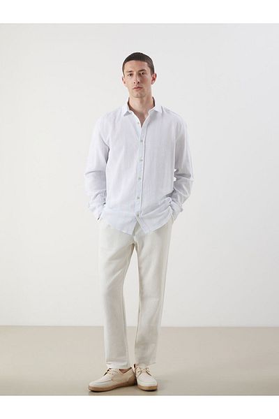 LC Waikiki Regular Fit Long Sleeve Striped Men's Textured Shirt