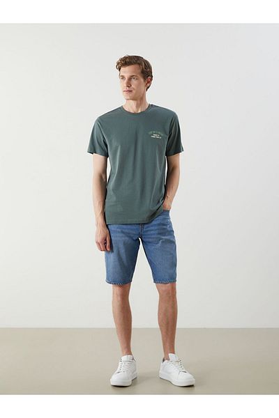 LC Waikiki New Season Crew Neck εμπριμέ χτενισμένο βαμβακερό ανδρικό Tisort - S5KP07Z8