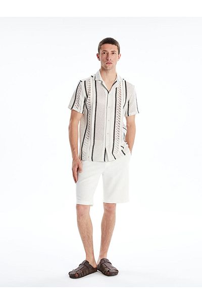 LC Waikiki White Regular Fit Short Sleeve Patterned Men's Shirt