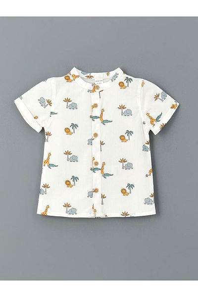 LC Waikiki Judge Collar Printed Baby Boy Shirt