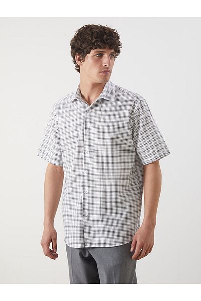 LC Waikiki Regular Fit Short Sleeve Plaid Men's Shirt