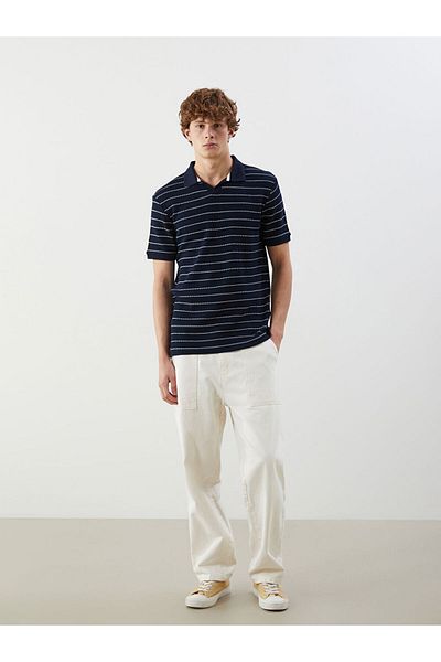 LC Waikiki Polo Neck Striped Men's Textured T-Shirt