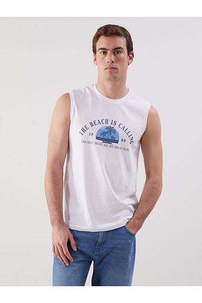 LC Waikiki Ανδρικό αμάνικο μπλουζάκι με στάμπα New Season Crew Neck - S5KL98Z8