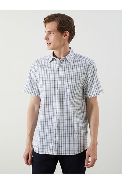 LC Waikiki Regular Fit Short Sleeve Plaid Poplin Men's Shirt
