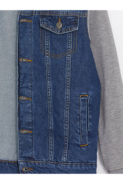 LC Waikiki Indigo Kapüşonlu Erkek Çocuk Jean Ceket