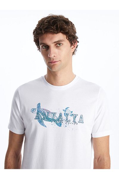LC Waikiki Crew Neck Short Sleeve Antalya Printed Combed Cotton Men's T-Shirt