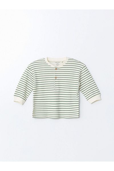 LC Waikiki Buttoned Striped Baby Boy T-Shirt