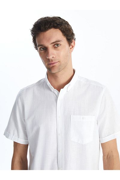LC Waikiki Regular Fit Short Sleeve Linen Blended Men's Shirt